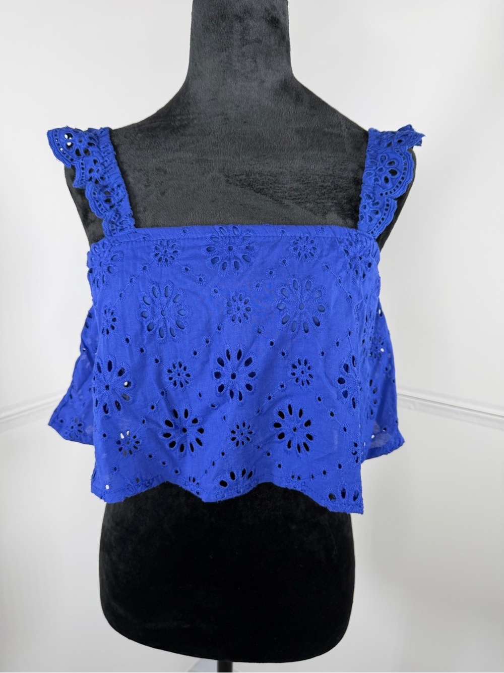 Celebrity Pink Blue Eyelet Crop Top XS
